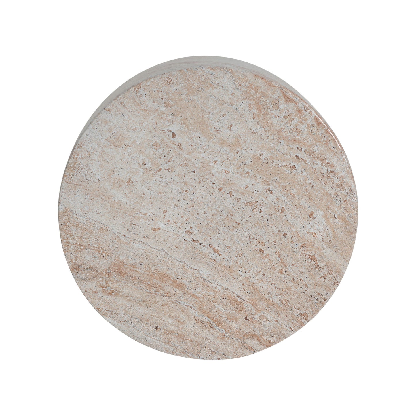 Outdoor / Indoor, Lightweight Concrete Side Table With Travertine - Beige Noble House