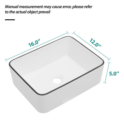 Modern European Style Ceramic Rectangular Vessel Bathroom Sink Daily Nest