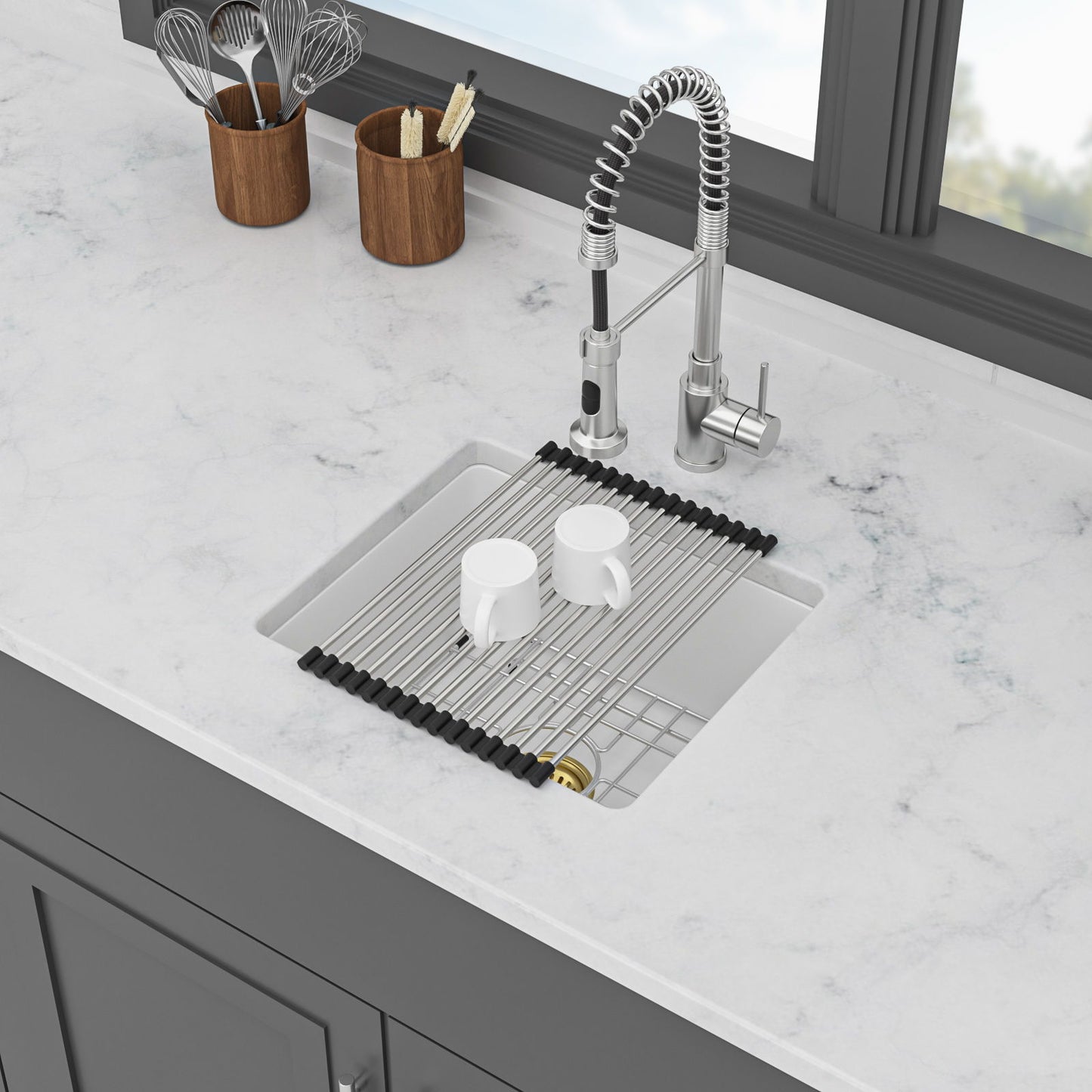 Modern Quartz Kitchen Sink Undermount Granite Composite Daily Nest