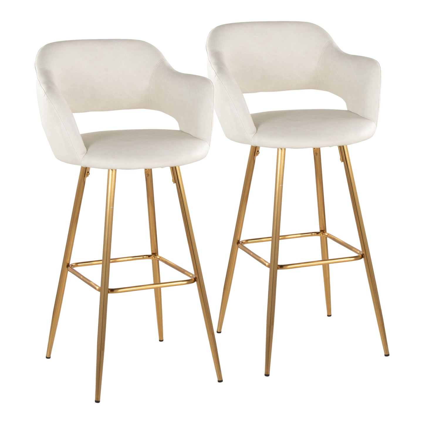 Margarite - Contemporary Fixed Height Barstool With Footrest (Set of 2) With Square Lumi Source