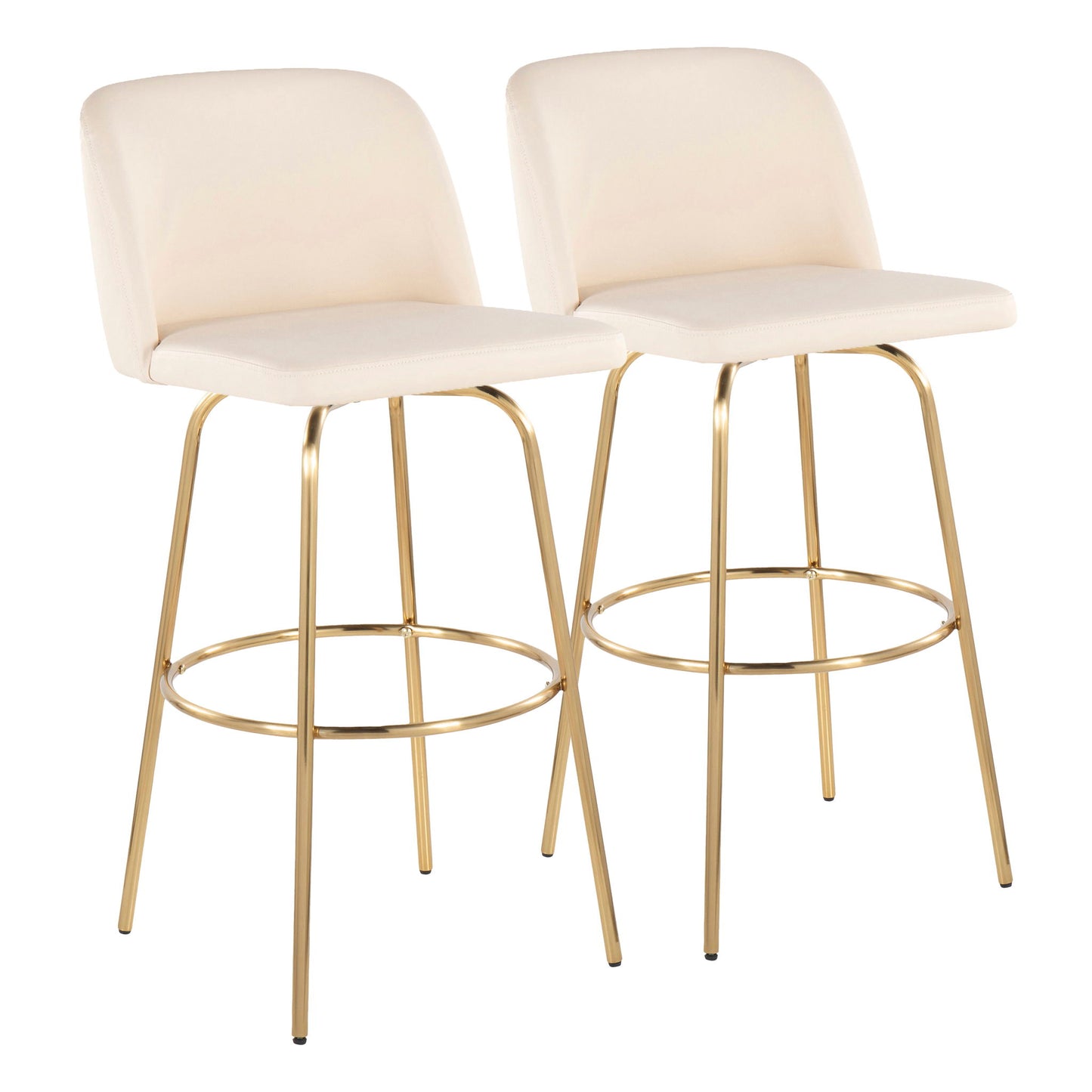 Toriano - Contemporary Fixed Height Barstool With Swivel And Round Footrest (Set of 2) Lumi Source