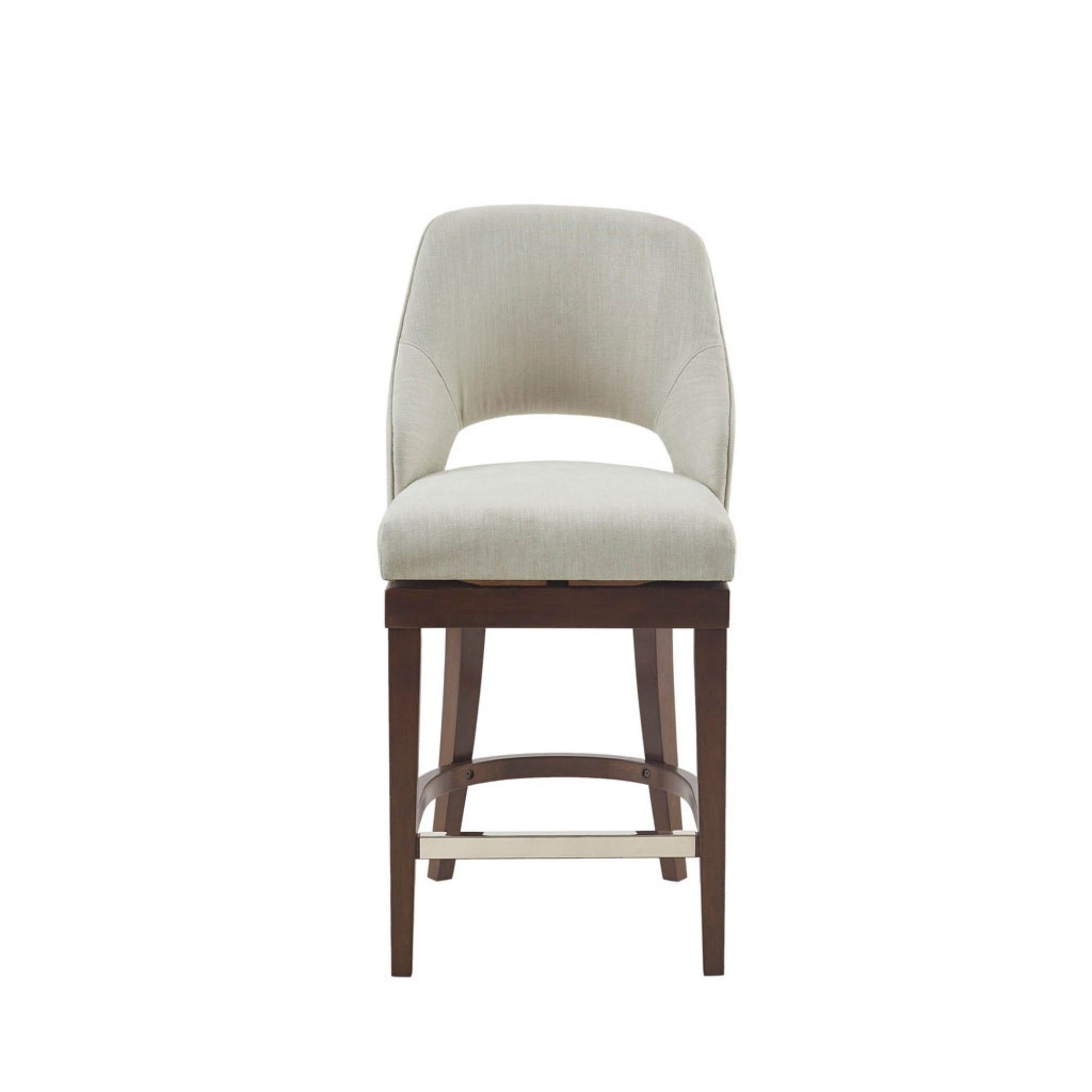 Counter Stool With Swivel Seat, Upholstery And Solid Wood Legs - Cream JLA