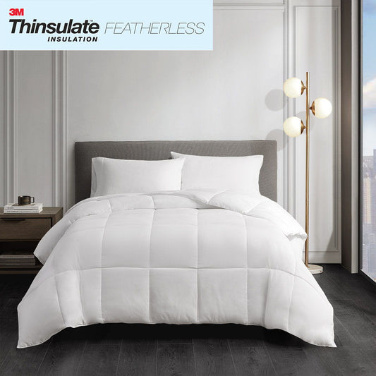 Year Round Warmth - King 300 Thread Count Sateen White Down Alternative 3M Thinsulate Comforter - White Sleep Philosophy