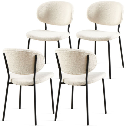 Boucle Dining Chairs, Dining Chairs With Metal Legs For Dining Room, Kitchen, Living Room Home Essentials