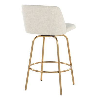 Toriano - Contemporary, Fixed Height Counter Stool With Swivel With Round Footrest (Set of 2) Lumi Source
