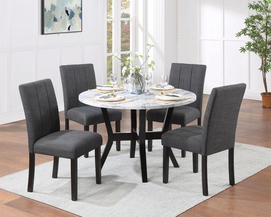 Kusa - 5 Piece Pack Dining Set With Engineering Stone Top - Black Acme