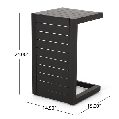 Aluminum Outdoor C - Shaped Side Table For Patio Noble House