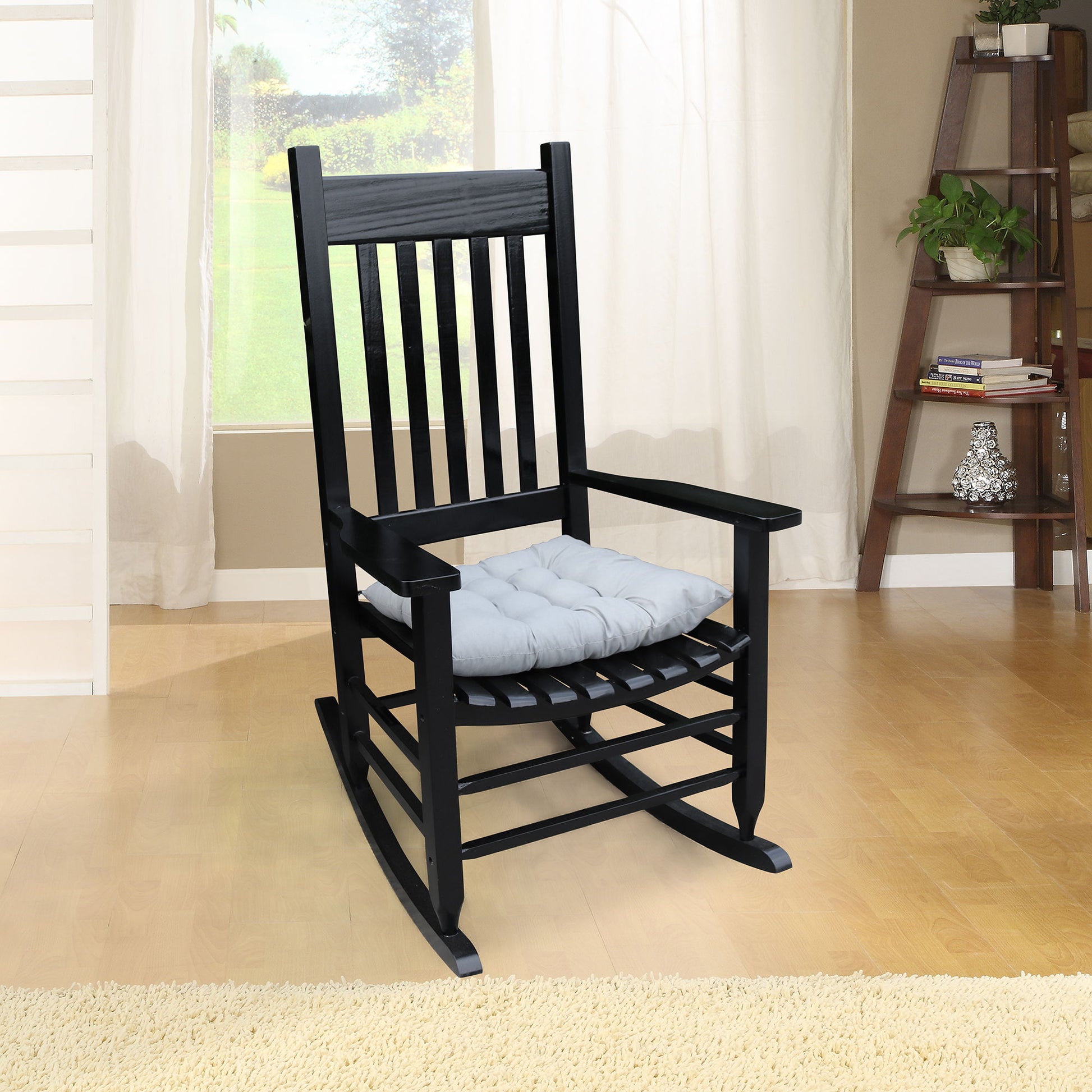 Classic Wooden Porch Rocker Chair White Populus Wood Comfortable Design Home Essentials