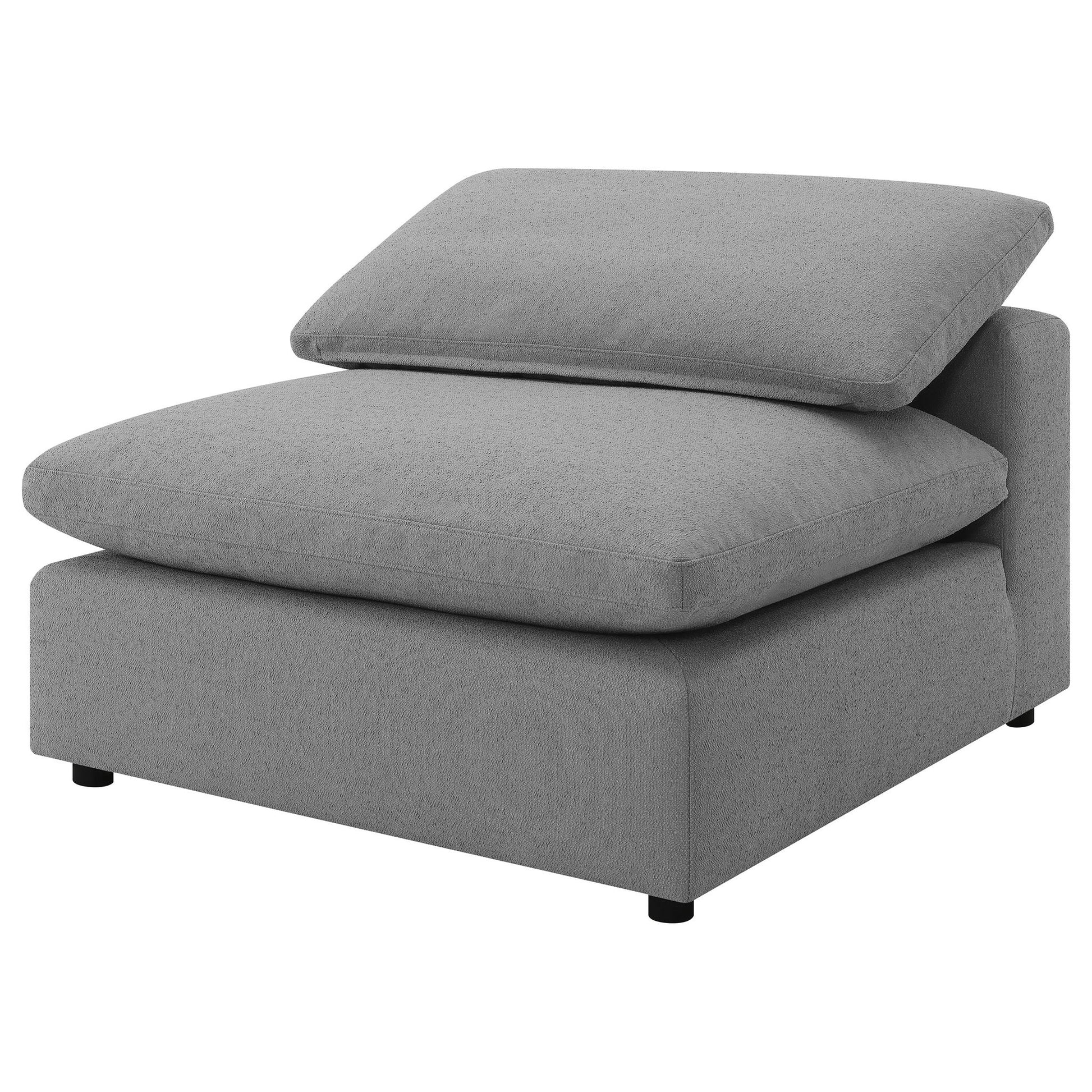 Segoura - Upholstered Armless Chair With Pillow Back, Living Room - Gray Furniture Max