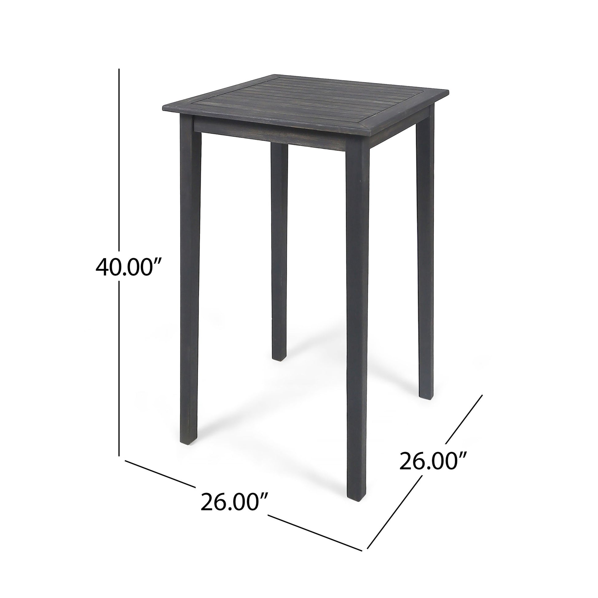 Outdoor Minimalist Acacia Wood Square Bar Table Noble House