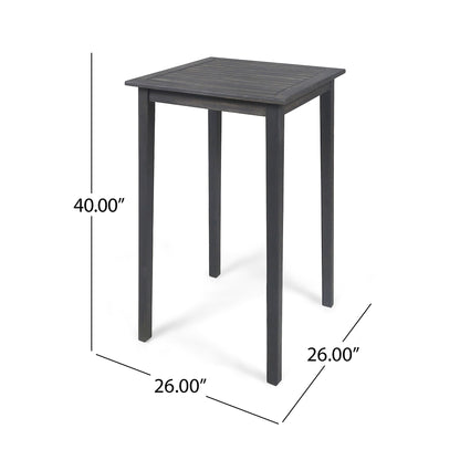 Outdoor Minimalist Acacia Wood Square Bar Table Noble House