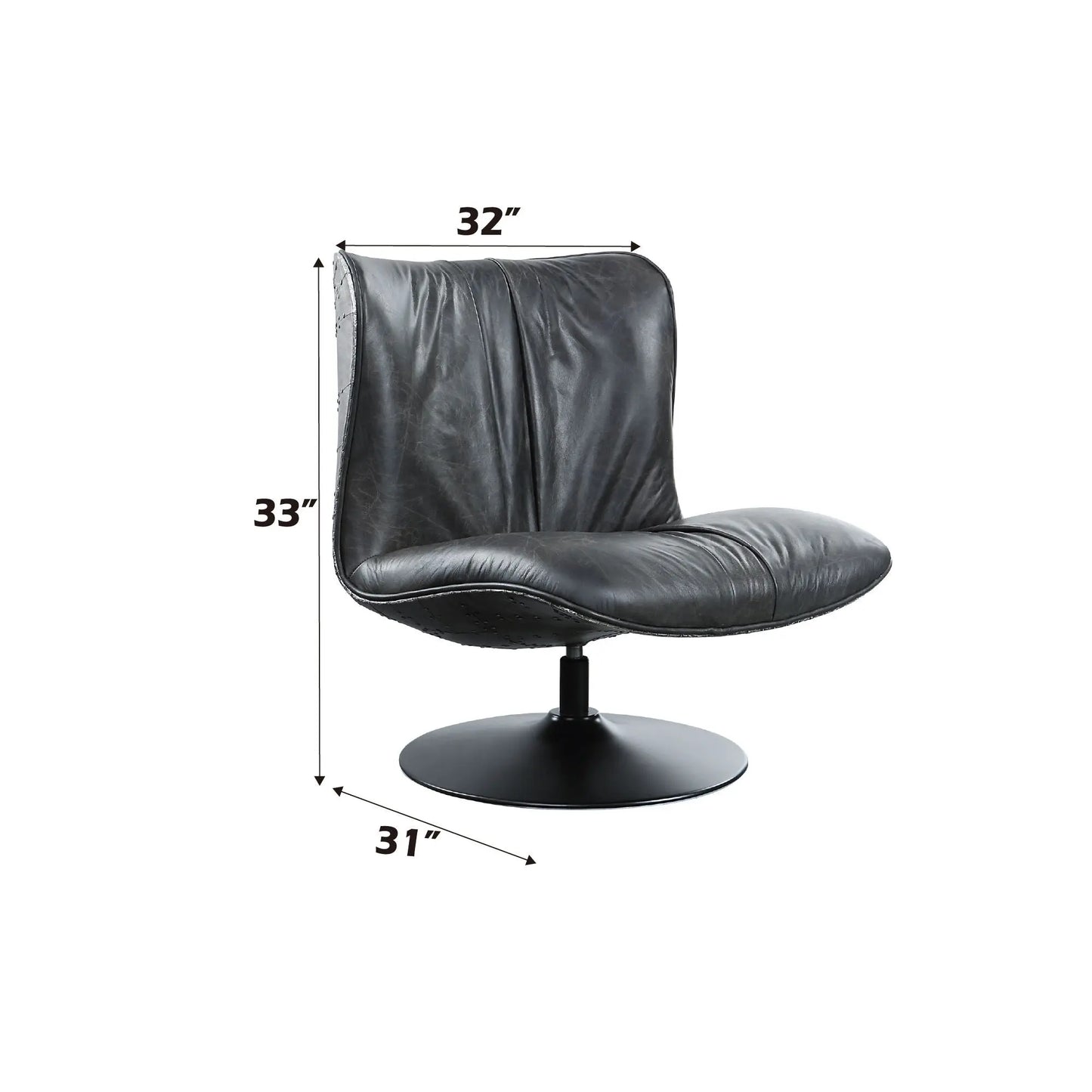 Piotr - Top Grain Leather Accent Chair With Swivel - Black Acme