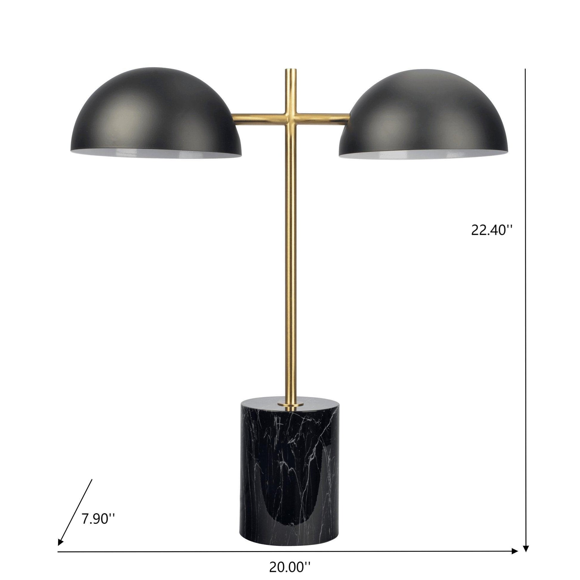 Nova - Hydro Table Lamp With On / Off Switch Double Lamp - Black / Gold / Marble Ashcroft Furniture
