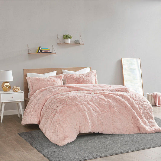 Malea - Shaggy Comforter Mini Set - Blush