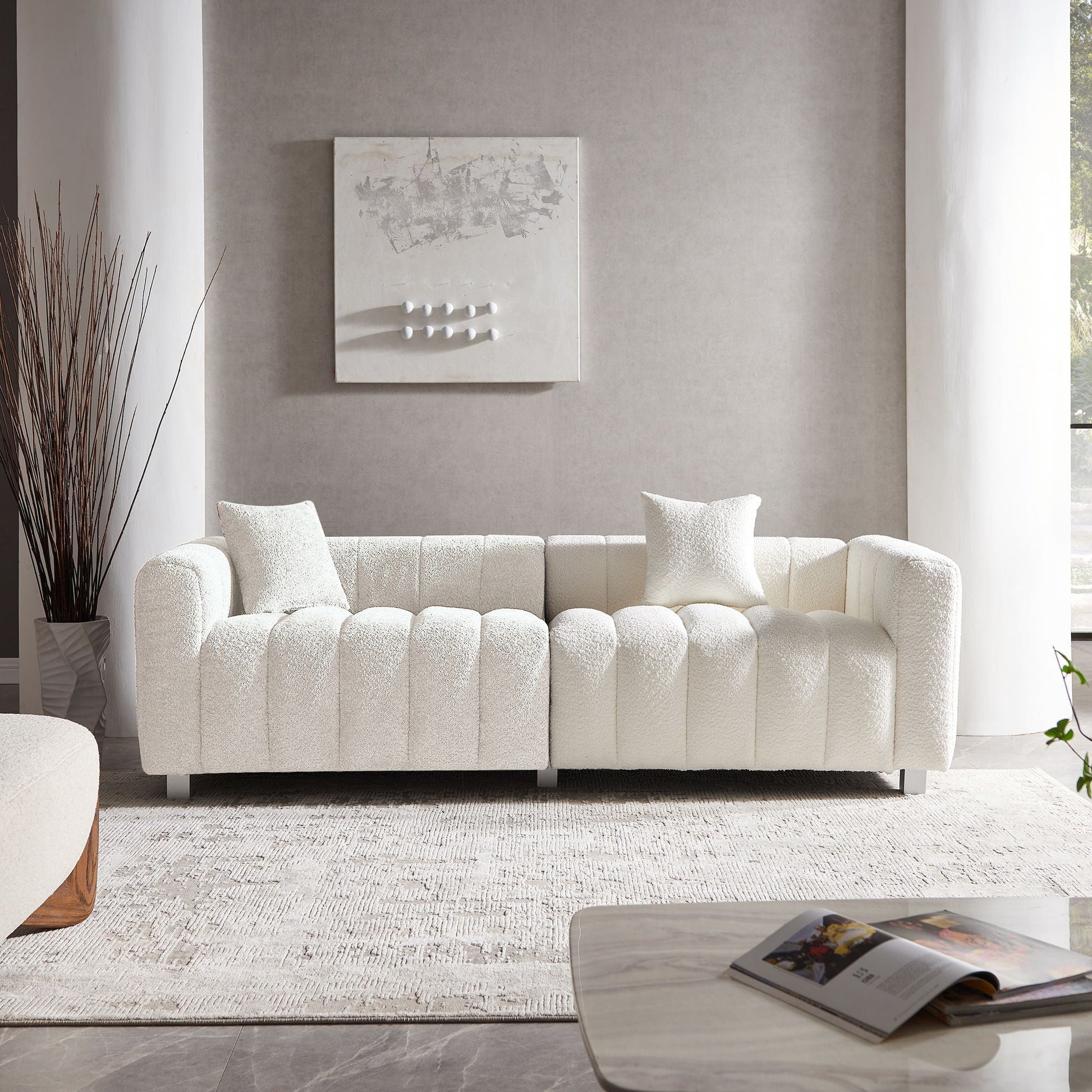 Modern 3 Seater Sofa With 2 Pillows Home Essentials