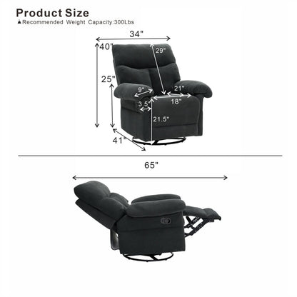 Swivel Rocker Recliner Chair With Manual Recline For Living Room Home Essentials