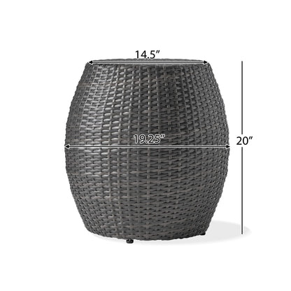 Outdoor Wicker Patio Side Table Noble House