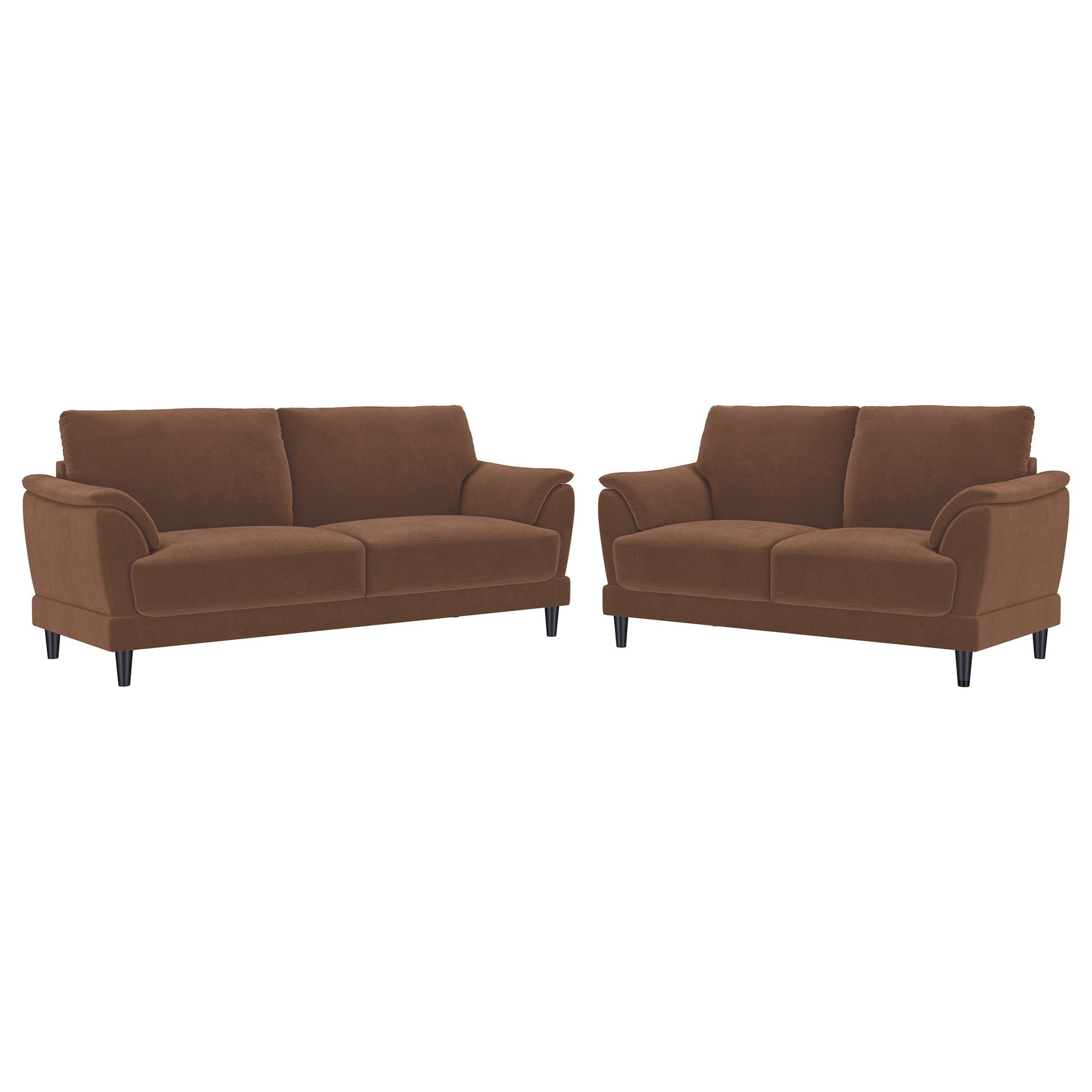 Dania - 2 Piece Upholstered Crescent Arm Sofa Set - Rust Furniture Max