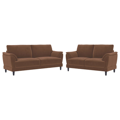 Dania - 2 Piece Upholstered Crescent Arm Sofa Set - Rust Furniture Max