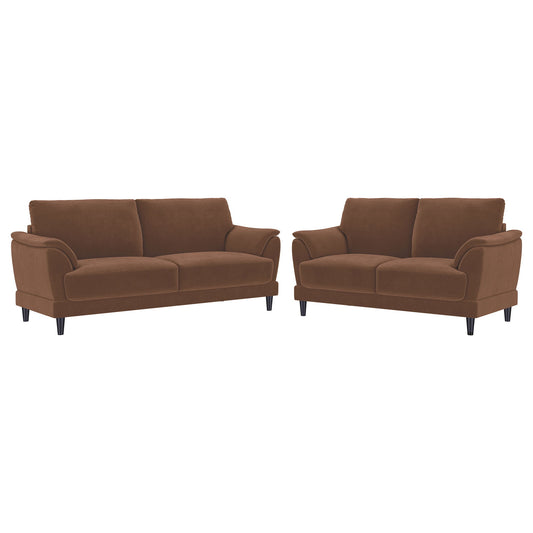 Dania - 2 Piece Upholstered Crescent Arm Sofa Set - Rust Furniture Max
