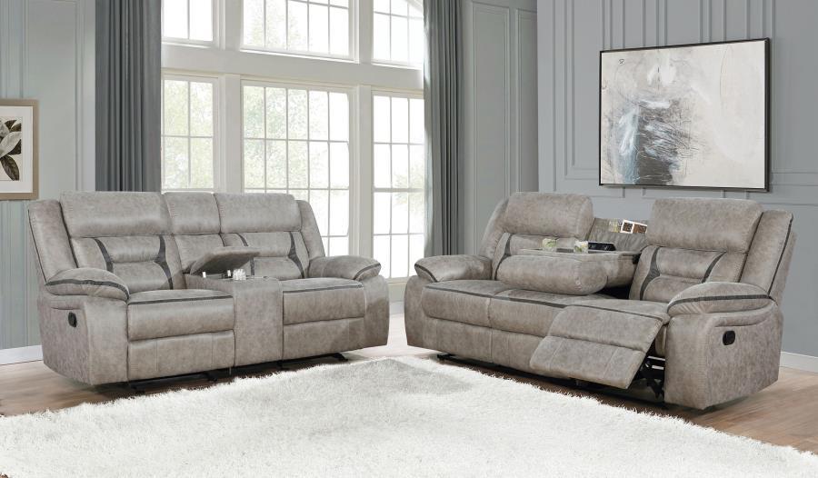Greer - Upholstered Reclining Sofa Set CoasterEveryday