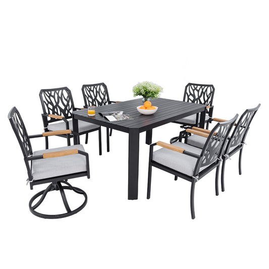 Outdoor Patio Furniture Dining Set With Sunbrella Fabric, Rectangular Table With Umbrella Hole Life Outside