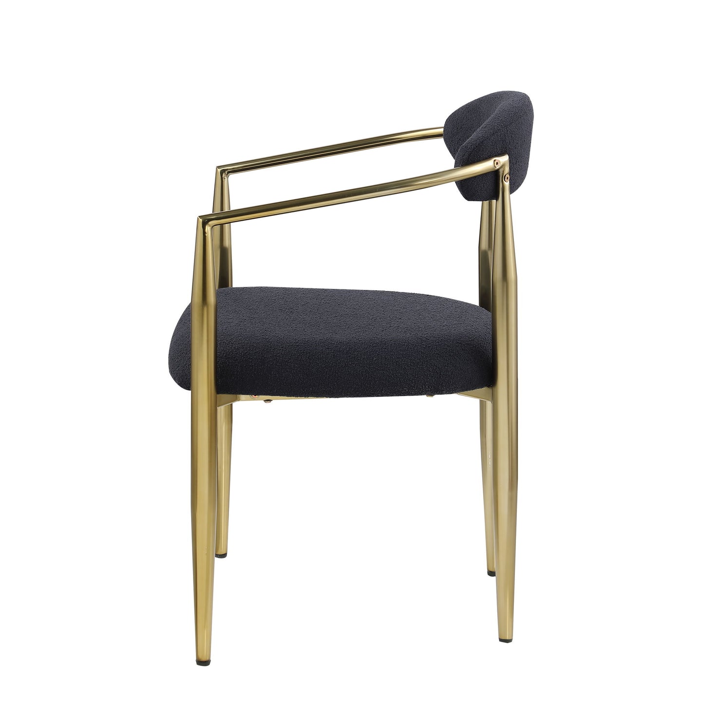 Dining Chairs (Set of 2), Mid-Century Modern Dining Chairs, Kitchen Dining Room Chairs, Round Boucle Backrest Sherpa Dining Chair With Metal Legs Home Essentials