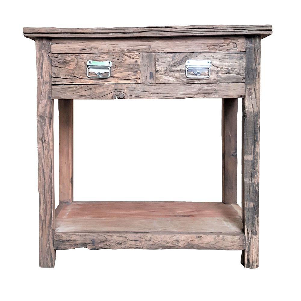 Rustic 2 Drawer Kitchen Island - Wood Home Essentials