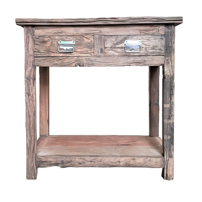 Rustic 2 Drawer Kitchen Island - Wood Home Essentials