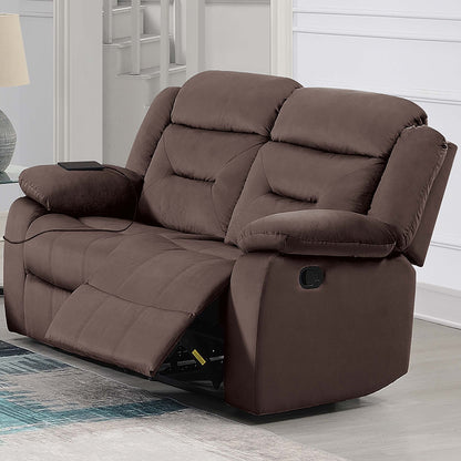 Modern Loveseat With Pillow Arms, Plush Backrest, Horizontal Tufting, USB Port Home Essentials