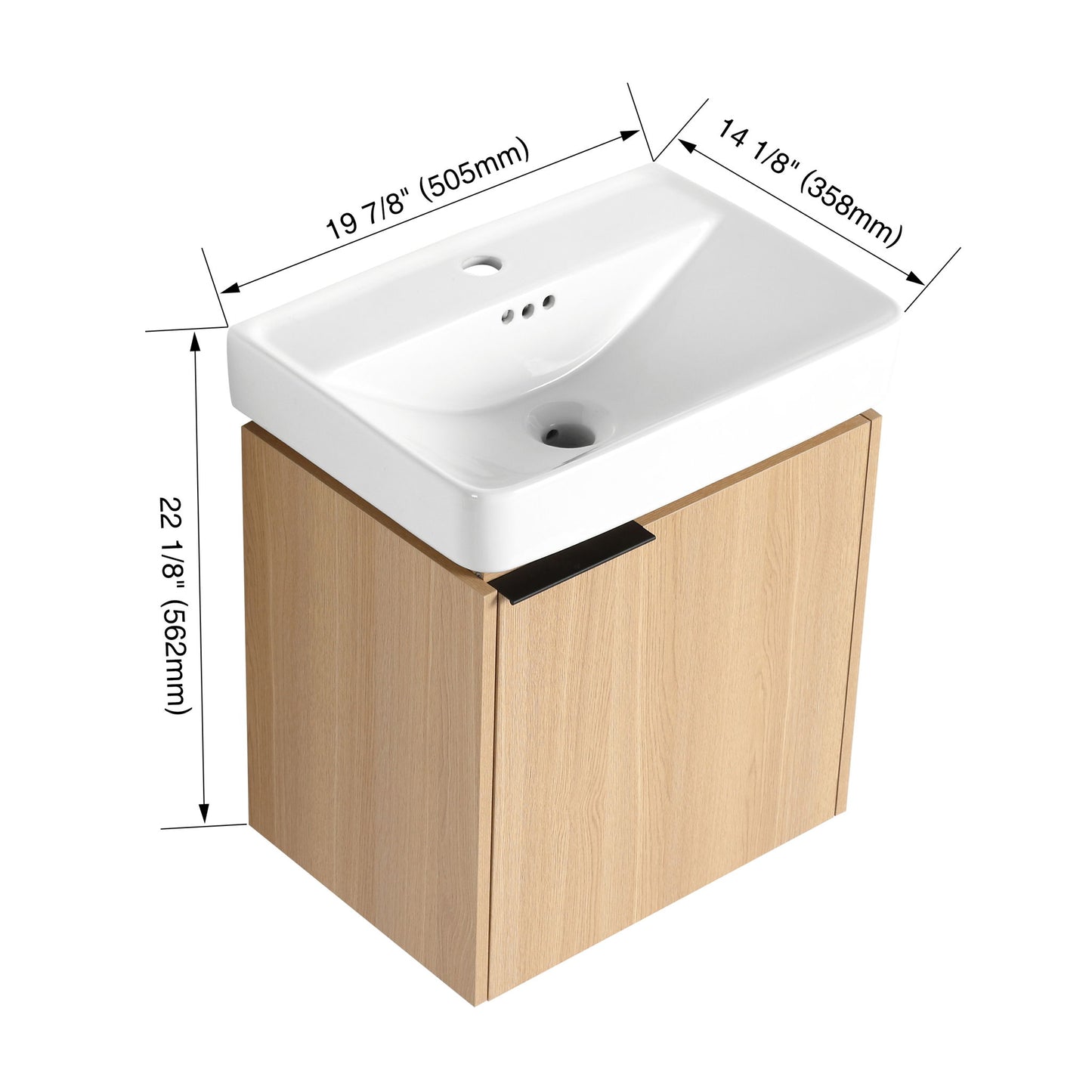 Wall Mounted Bathroom Vanity With Ceramic Sink And Storage Cabinet Home Essentials