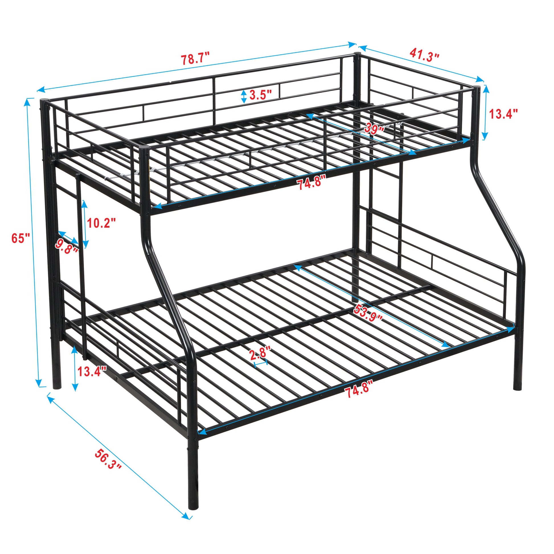 Twin Over Full Bunk Bed With Large Under-Bed Storage - Black Home Essentials