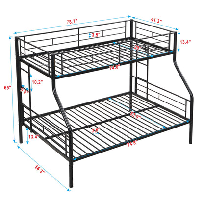Twin Over Full Bunk Bed With Large Under-Bed Storage - Black Home Essentials