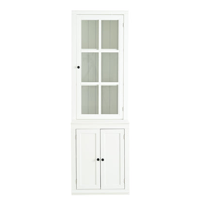 Retro Style Hutch Cabinet With Glass Door, China Cabinet For Home Hearth and Haven