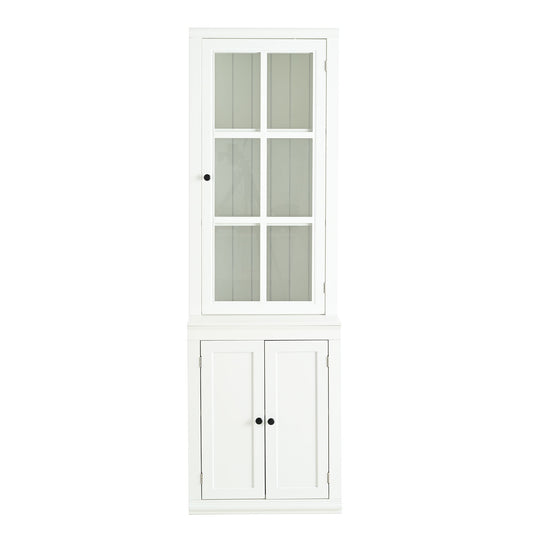Retro Style Hutch Cabinet With Glass Door, China Cabinet For Home Hearth and Haven