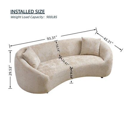 Curved 3 Seater Sofa, Long Living Room Couch Home Essentials