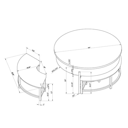 Rounded Storage Coffee Table With 3 Stools Global Furniture USA