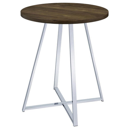 Burkhart - Round Pub Height Bistro Bar Table - Brown Oak CoasterEveryday