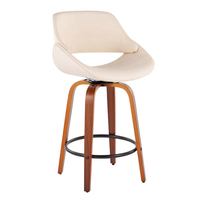 Fabrico - Mid Century Modern Fixed Height Counter Stool And Round Footrest (Set of 2) Lumi Source
