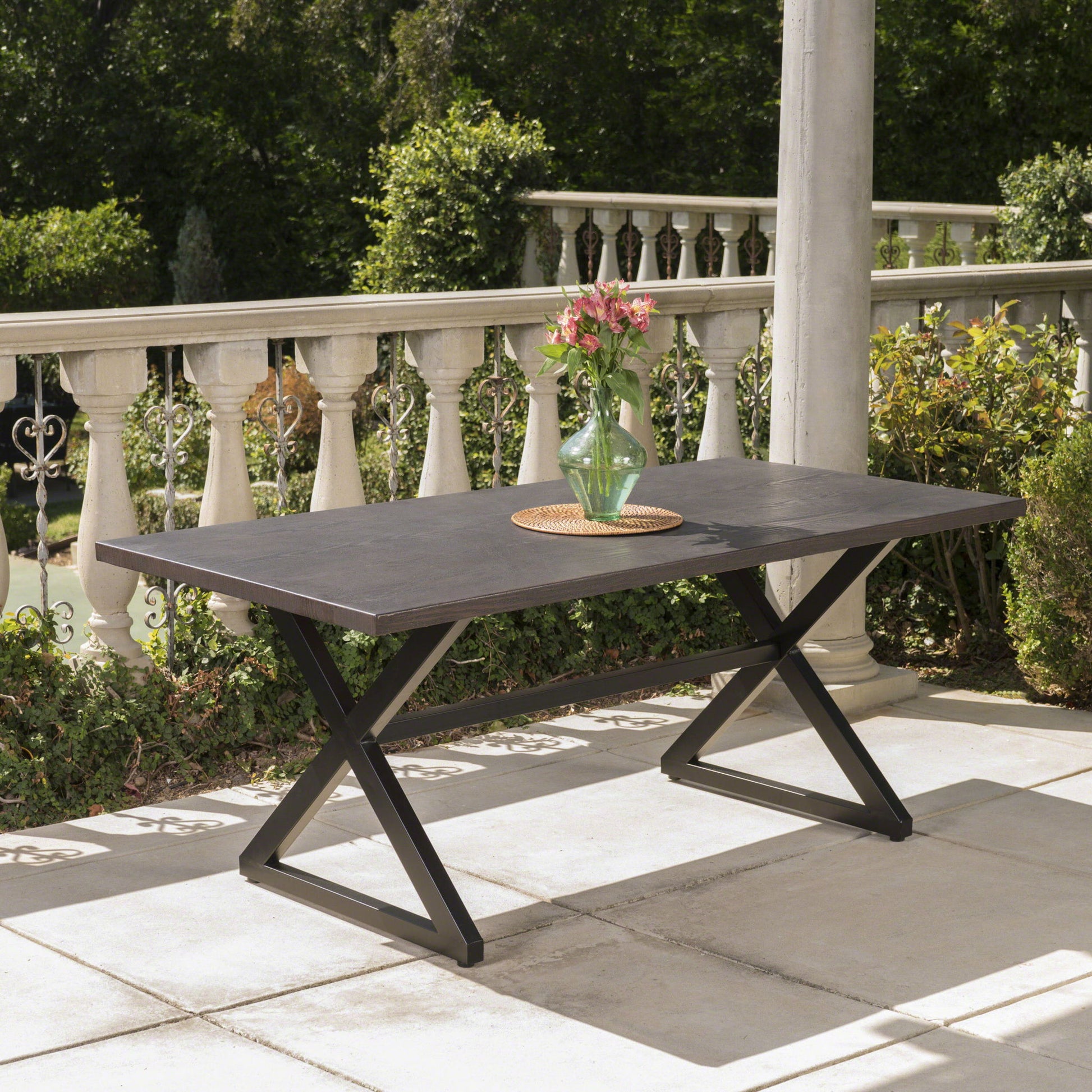 Rolando - Outdoor Aluminum Dining Table With Steel Frame Noble House