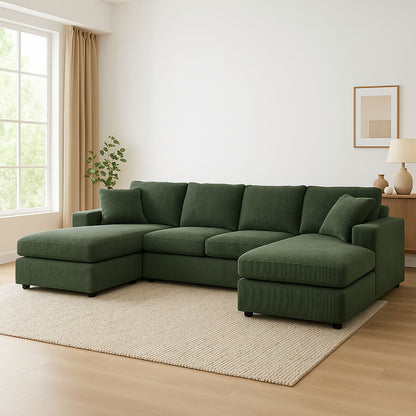 3 Piece Corduroy Double Chaise Sectional Sofa The Soft House