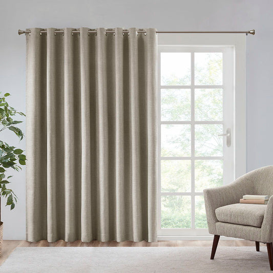 Maya - Printed Heathered Total Blackout Window Patio Panel - Taupe