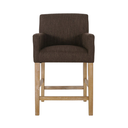 Charmed Upholstered Counter Stool With H Frame Base And Round Arms Noble House