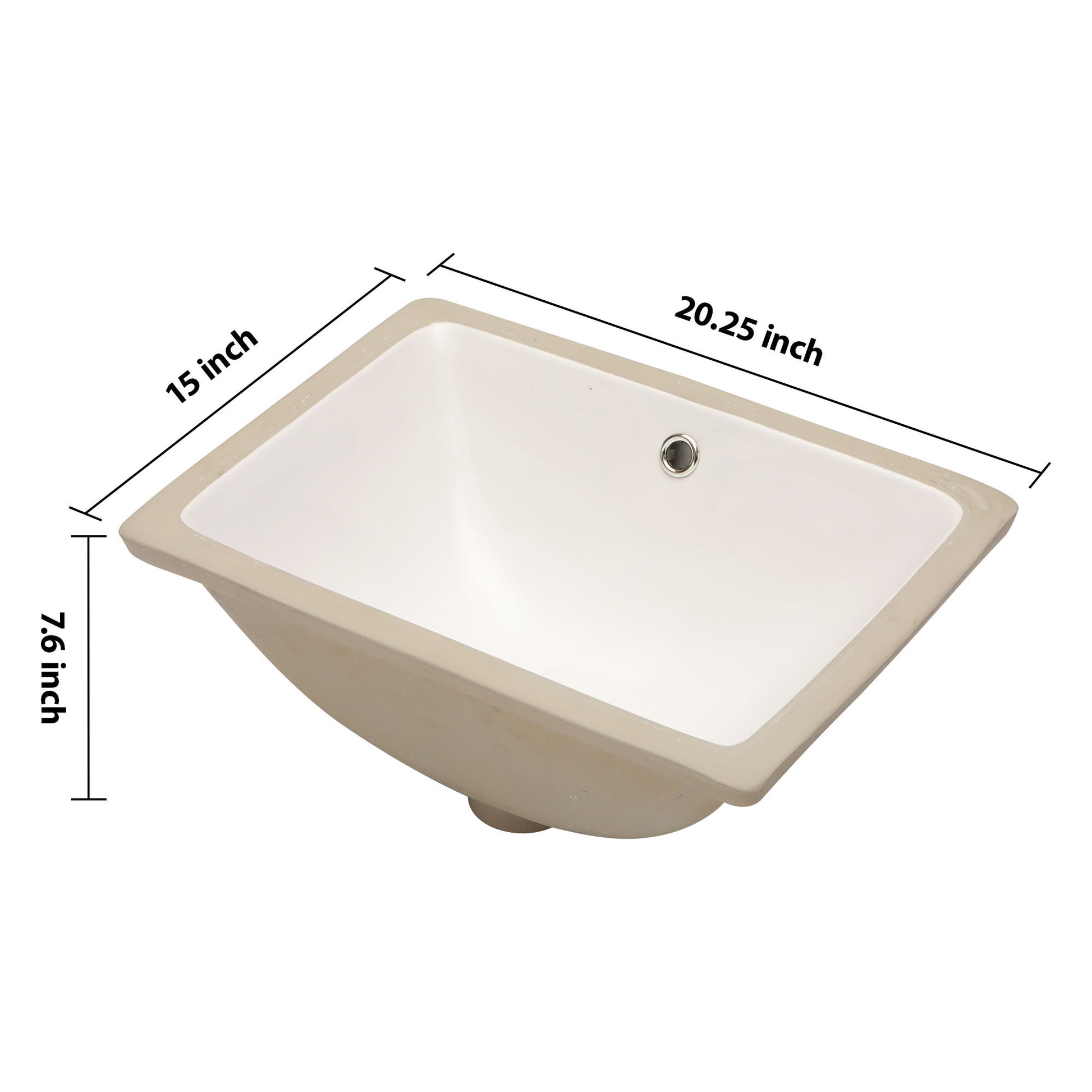 European Style White Ceramic Rectangular Undermount Bathroom Sink With Overflow Daily Nest