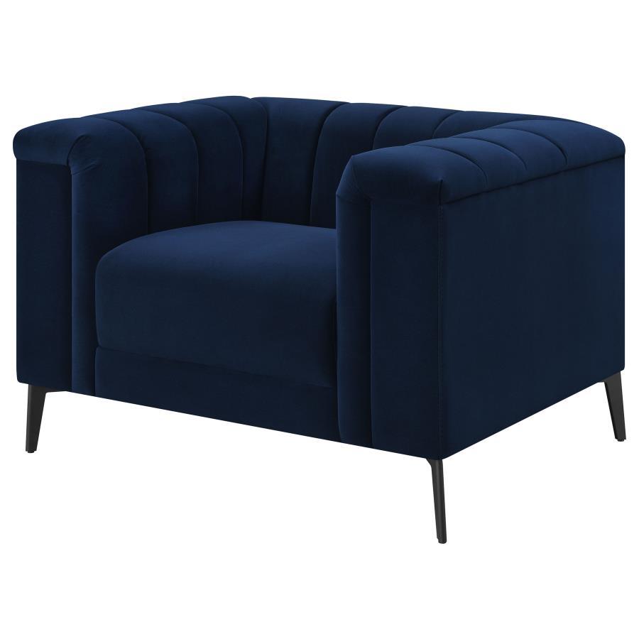 Chalet - Upholstered Tuxedo Arm Tufted Chair - Blue CoasterEssence