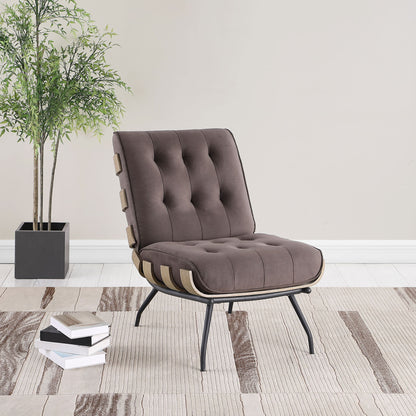 Staten - Upholstered Armless Accent Chair - Dark Brown Furniture Max