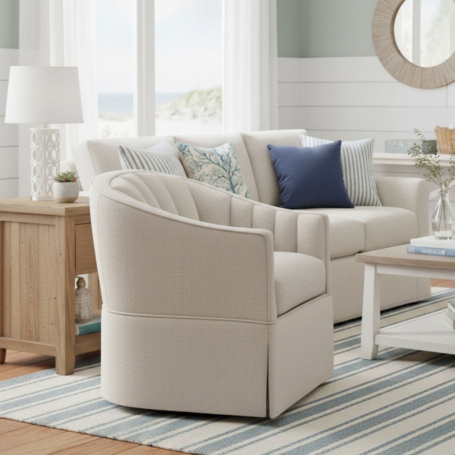 Solitude - Skirted Swivel Accent Chair With Hemp Like Ridgecrest Home
