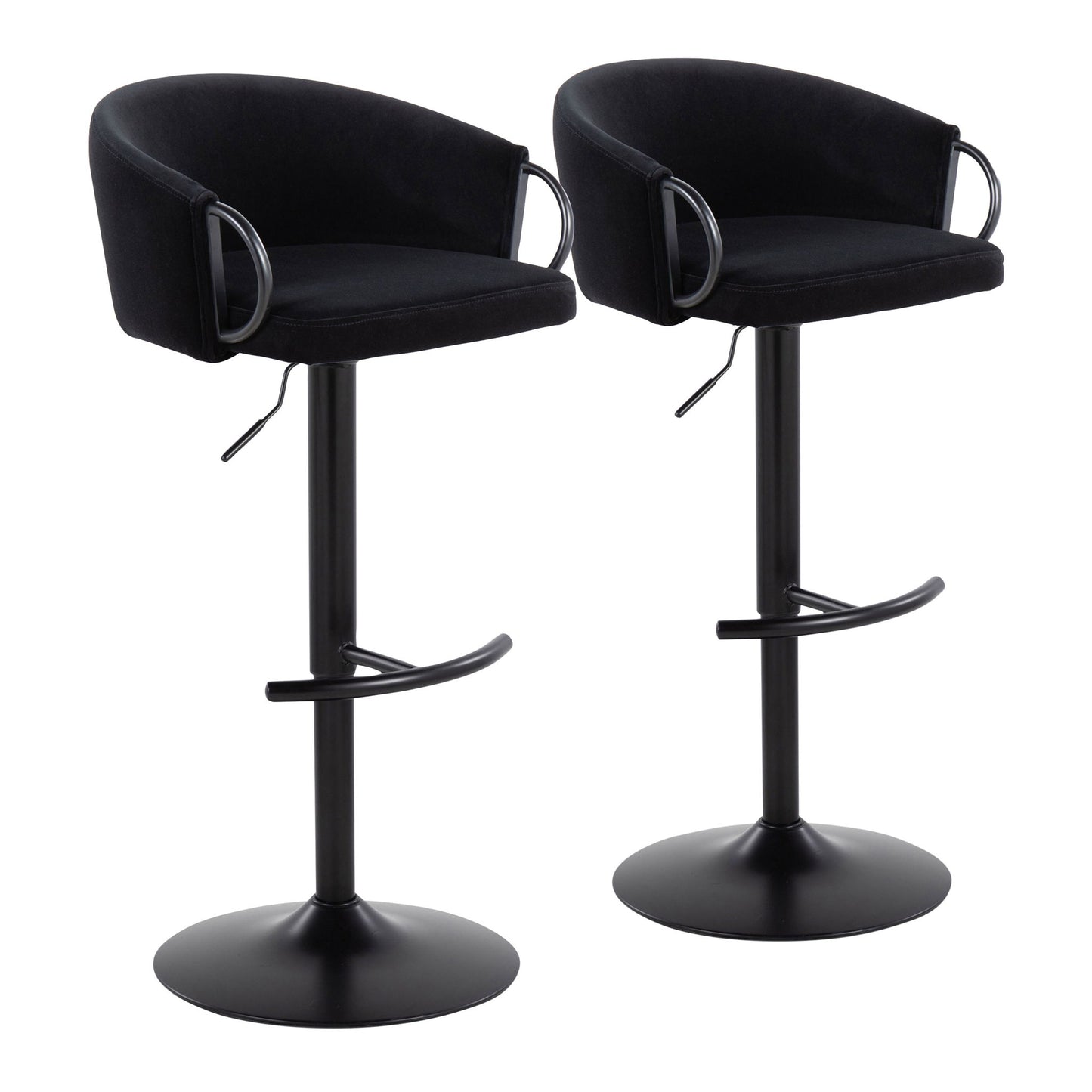 Claire - Contemporary Adjustable Barstool With Swivel With Rounded T Footrest (Set of 2) Lumi Source