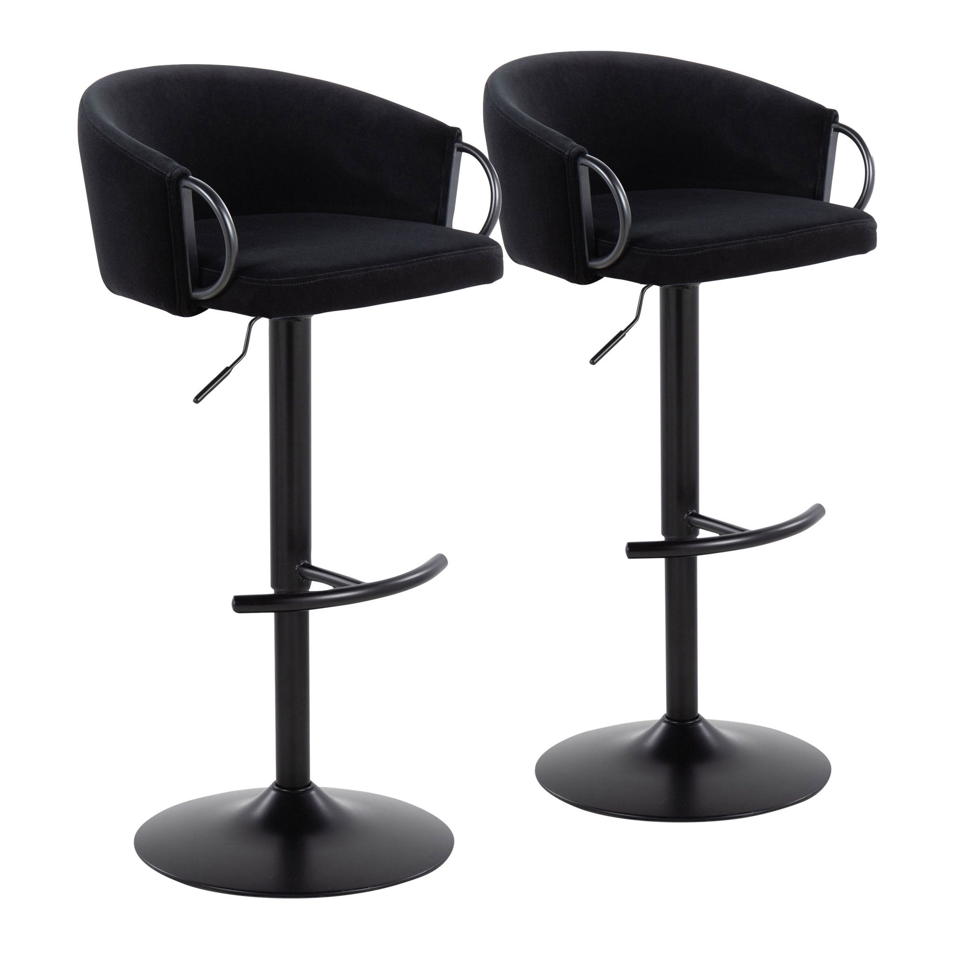Claire - Contemporary Adjustable Barstool With Swivel With Rounded T Footrest (Set of 2) Lumi Source