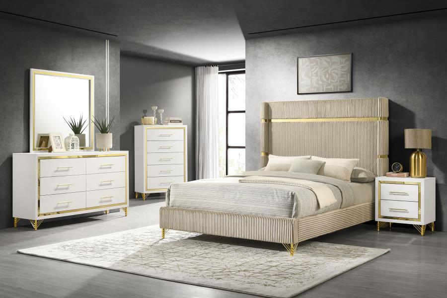 Lucia - Bedroom Set With Upholstered Wingback Panel Bed Coaster Fine Furniture